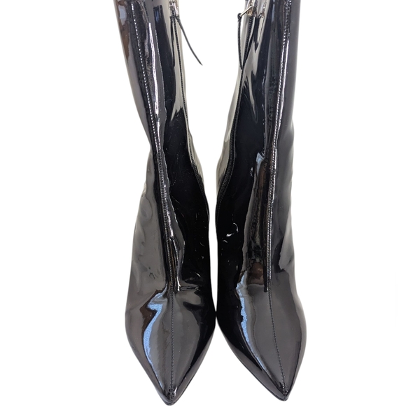 Black Suede Studio Lauren Patent Leather Wedge Ankle Boots.Size 37.5(US 7.5) - Picture 4 of 8